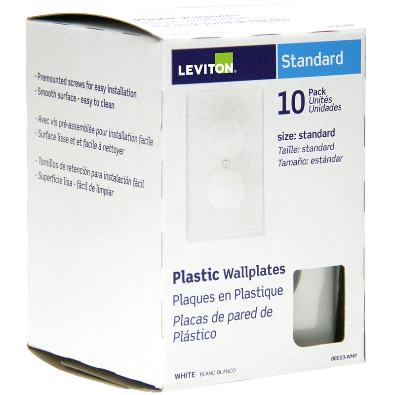 Leviton 10 pack 1-Gang Wallplates, Duplex Receptacle, 88003-WMP, White
