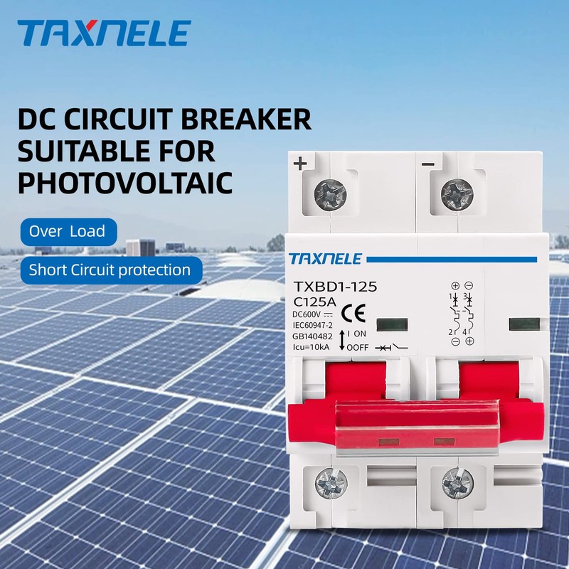 DC MCB Miniature Circuit Breaker 2P 80A 100A 125A 600V