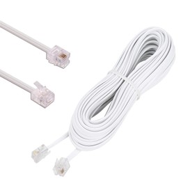 HUAZIZ Modular RJ11 Telephone Cable Flat Cable (2 x RJ11 Plugs) Long and Flat 10 m White