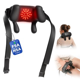 Neck Massager with Near Infrared Heat & Red Light, Wearable Deep Tissue Kneading Shoulder Massager, iNeck Go Hands-Free Deep Pain Relief, FSA-HSA Eligible Christmas Day Gift for Women Men