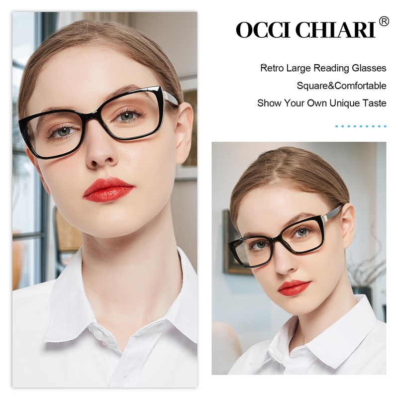 OCCI CHIARI Modern Big Frame Reading Glasses for Women Square