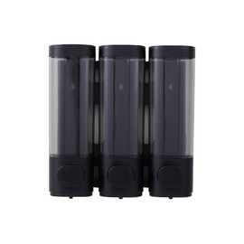 Wall Mounted Soap Dispenser 300ml x 3 Bathroom Shower Gel Shampoo and Conditioner Dispenser 3 Chambers Wall Mounted Hand Wash Liquid Soap Dispenser for Bathroom, Hotel and Restaurant (Black)