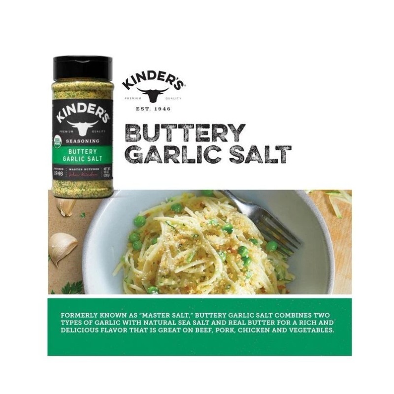 Kinder's Organic Buttery Garlic Master Salt, Premium Quality Seasoning, MSG