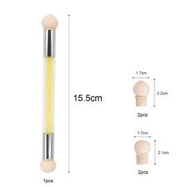 Jagowa Nail Art Sponge Brush with 4 Replacement Heads Double Head Smudge Gradient Pen Washable Nail Art Tool for Women Decoration DIY Nail Art (Golden)
