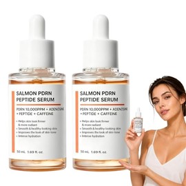 2Pcs Sueros Facial de Salmn PDRN 10000ppm con Adenosina,Complejo de 6 Pptidos y Cafena,Suero Facial Hidratante Reafirmante, Hidratacin Intensa,Mejora 