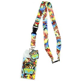 Scooby Doo Tie Dye Lanyard Keychain ID Holder Mystery Machine Rubber Charm and Sticker