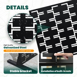 Metal Privacy Screen Outdoor 72" H×47" W Freestanding Privacy Screen Black Decorative Privacy Fence Panel for Patio Balcony Indoor Deck Lawn Garden Backyard Black-Brick