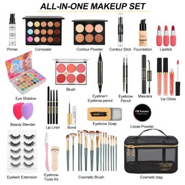 Fenshine Makeup Set,Make Up Starter Kit With Storage Bag Portable Travel Make Up Palette Eyeshadow Foundation Lip Gloss for Teenage & Adults (Type A)