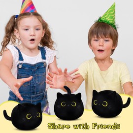 KOPHINYE Black Cat Plush, 3pcs 4inch Cute Cat Plushies Toy Small Kitten Stuffed Animal, Soft Plushie Doll Cats Gift for Kids Boys and Grils,Birthday Party Gifts Favors