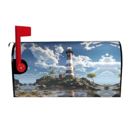 YYHWHJDE letterbox Cover Waterproof Oxford Cloth Accommodates Standard Size or Large Size mailboxes Lighthouse Backdrop Pattern 25.5x21 in