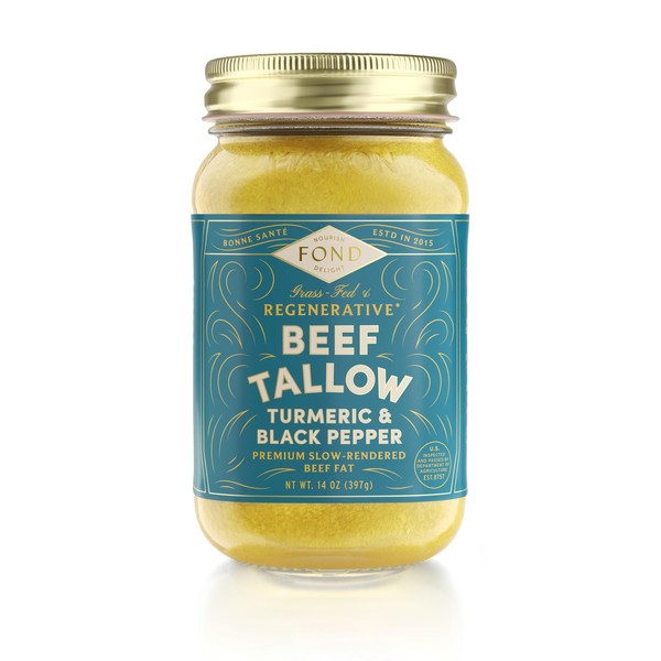 FOND Regenerative Grass-fed Beef Tallow (14 Ounce (Pack of 1),
