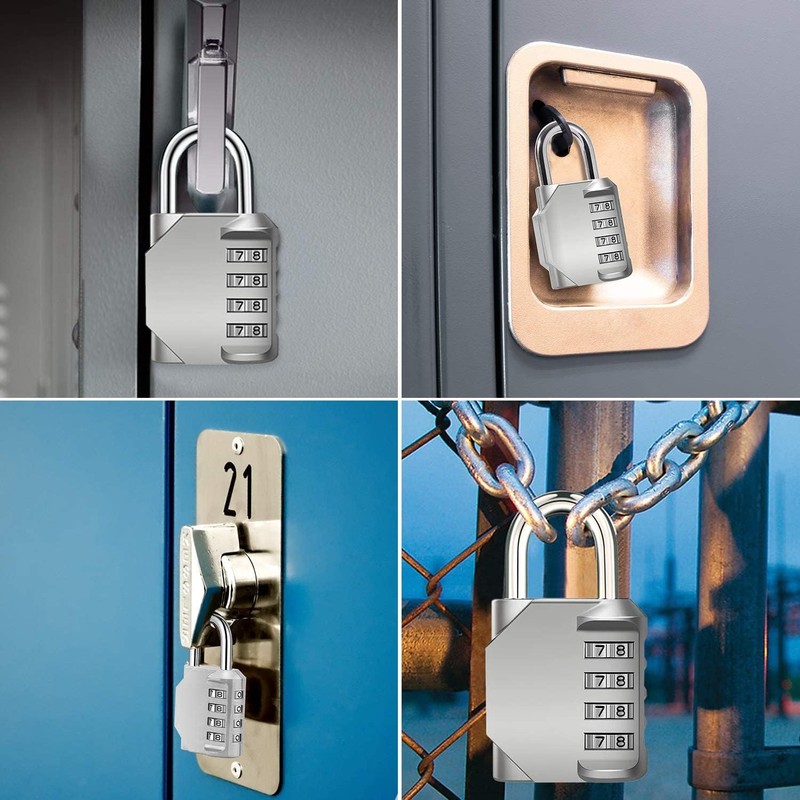 Combo Lock for Lockers, 4 Digit Combination Padlock, 2 Pack