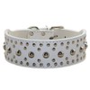 haoyueer Unisex White Studded Leather Dog Collar Medium Large Pitbull