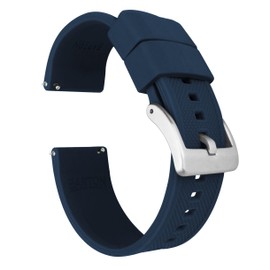 Barton Elite - Bandas de silicona para reloj de liberación rápida, color a elección, 18 mm, 19 mm, 20 mm, 21 mm, 22 mm, 23 mm y 24 mm, Parte superior azul marino/parte inferior roja carmesí., 22 mm