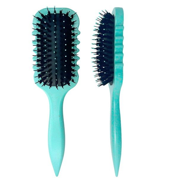 JAWUZ Lockenbürste,Locken Bürste,Curly Hair Brush,Curl Brush,Bio Haarbürste Ohne Ziepen,Wildschweinborsten Bürste(Grün)