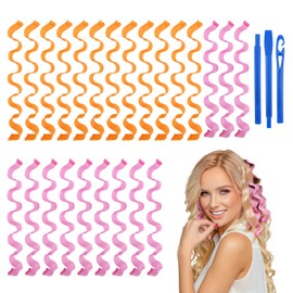 URAQT Hair Rollers for Long Hair, 24Pcs 50cm Hair Curlers No Heat Spiral Curls, Wave Hair Curlers Styling Kit with Styling Hooks for Women Girl, Healthy DIY Hairstyle