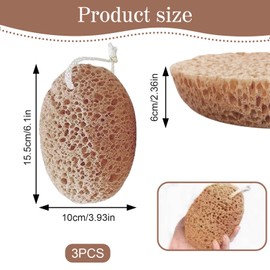 Noaxylic 3 Stück Badeschwamm, Duschschwamm mit Kordel, körperschwamm Sanftes Peeling, große Größe Ultraweich dusch schwamm, wiederverwendbar körperschwamm, für Frauen Männer(Braun)