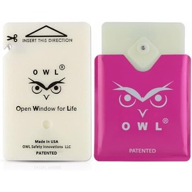 OWL The Only Flat Car Window Glass Breaker & Seatbelt Cutter Card Emergency Escape Rescue Hammer Safety Life Saving Crash Survival Kit 2-in-1 Tool - Made in USA (Pink)