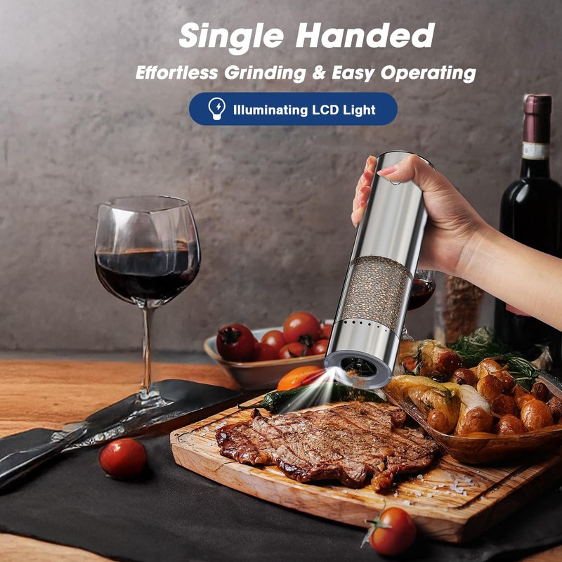 HomeHacks 2 Pack Upgraded 95ml Rechargeable Electric Salt and Pepper