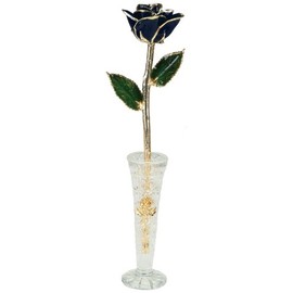 Real Rose Dipped in 24k Gold w/Vase (Black)