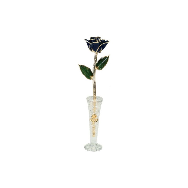 Real Rose Dipped in 24k Gold w/Vase (Black)