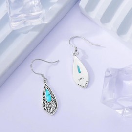PROESS Filigree Earrings Sterling Silver Teardrop Earrings Turquoise Dangle Earrings Filigree Jewellry for Women