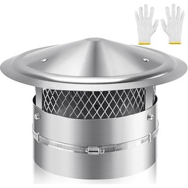 10 Inch Chimney Cap,(6/7/8/9/10/12) inch Stainless Steel Cone Top Chimney Cap with Screen, Adjustable and Reinforced Round Chimney Cap, Chimney Cover for Vents,Rain Cap for All-Round Chimney
