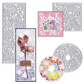 Estivaux Flowers Rectangular Frame Die Cuts for Card Making, Square Circle Background Cutting Dies Geometric Floral Dies Stencils Embossing Template for Scrapbooking DIY Cards Album Crafts Supplies