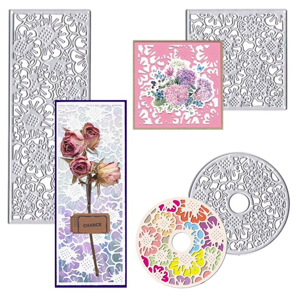 Estivaux Flowers Rectangular Frame Die Cuts for Card Making, Square
