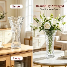 9 Inch Tall Crystal Vases for Flowers, 1 Piece Thickened Glass Vase