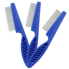 Cionyce Flea Comb for Dogs and Cats, Metal Pet Lice Comb Fine Tooth Grooming Tool for Remove Anti Fleas and Flea Eggs(3pcs Blue)