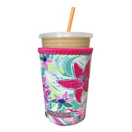 Koverz Iced Coffee Sleeve, Insulated Neoprene Cup Sleeve, Fits a 24 Oz. Coffee Cup, Washable and Reusable, Iced Coffee Accessories, Medium Lilly