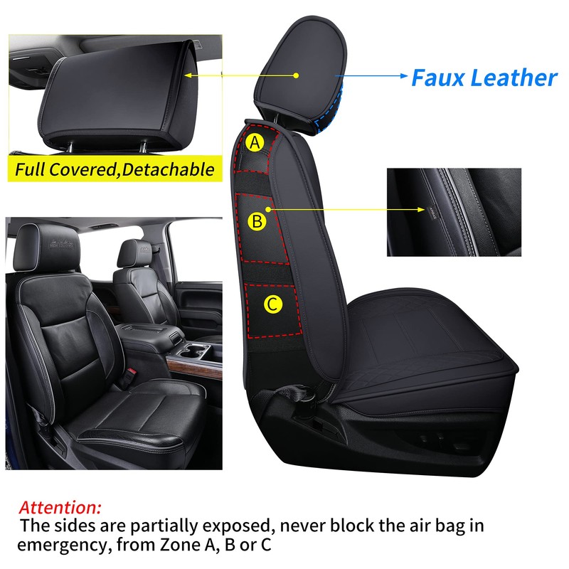 LUCKYMAN CLUB Chevy Silverado/Sierra Front Seat Cover X04-S3, Fit 2007-2025
