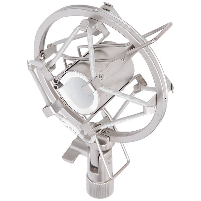 Microphone Mount Holder Silver Metal Shock Mount Stand for KTV