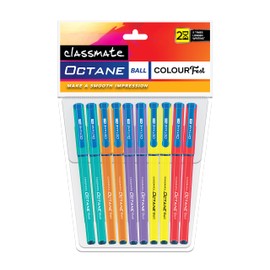 Classmate Octane- Blue Ball Pens (Pack of 10) | Smooth & Fast Writing Ball Pens | Attractive body colours|Comfortable to hold & write|School & Office Stationery|Work from home essentials
