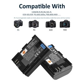 DSTE® 2-Pack LP-E6 Battery + DC88 Travel and Car Charger Adapter Compatible with Canon EOS 5D Mark II/III/IV, 5DS, 5DS R, R5, R6, 6D,7D,60D,60Da, 70D, 80D, 7D2, XC10 XC15 Camera as LP-E6N