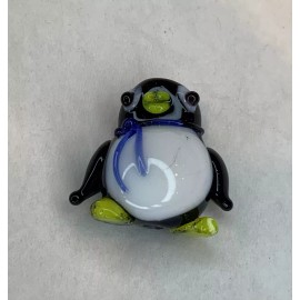 Festive Treasures Mini Glass PENGUIN w BLUE SCARF Tiny Collectible Figurine -New