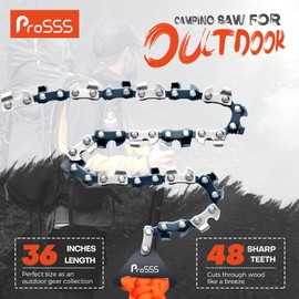 ProSSS 36 Inch Pocket Chainsaw, 48 Teeth Camping Chain Saws, 65Mn Steel, Prepper Backpacking For Outdoor