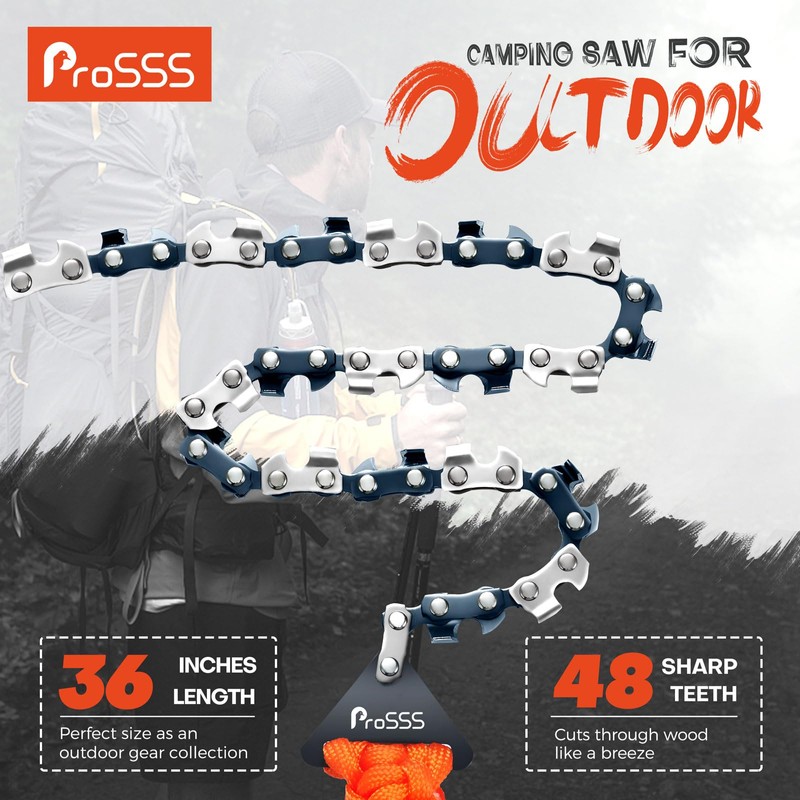 ProSSS 36 Inch Pocket Chainsaw, 48 Teeth Camping Chain Saws,