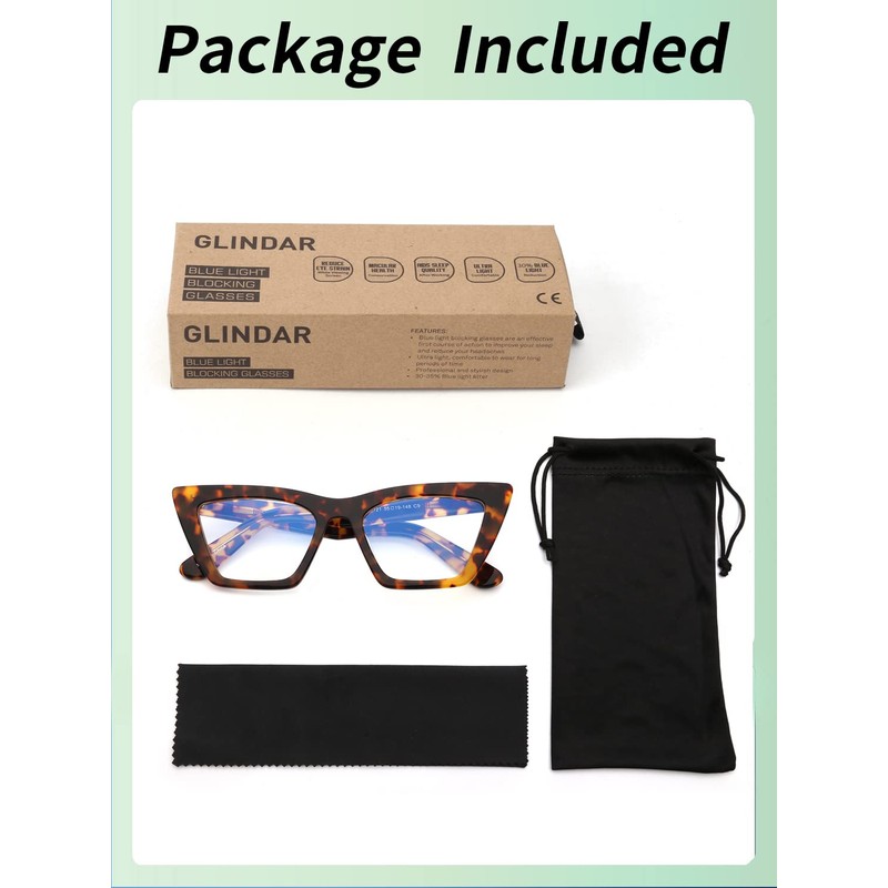 GLINDAR Cat Eye Blue Light Locking Glasses Vintage Narrow Square