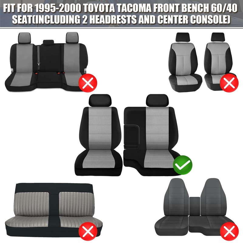 SAPUBK Front Seat Covers Replace for 1995-2000 Toyota Tacoma 60/40