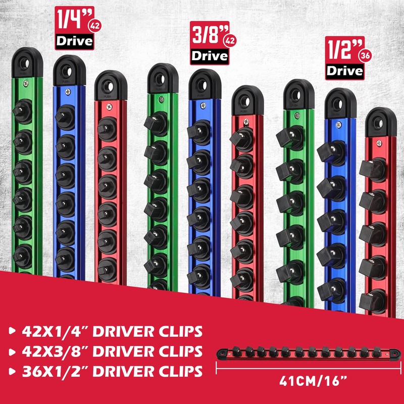 Magnetic Socket Holder Organizer Set: 9-Piece Detachable 1/4, 3/8, 1/2