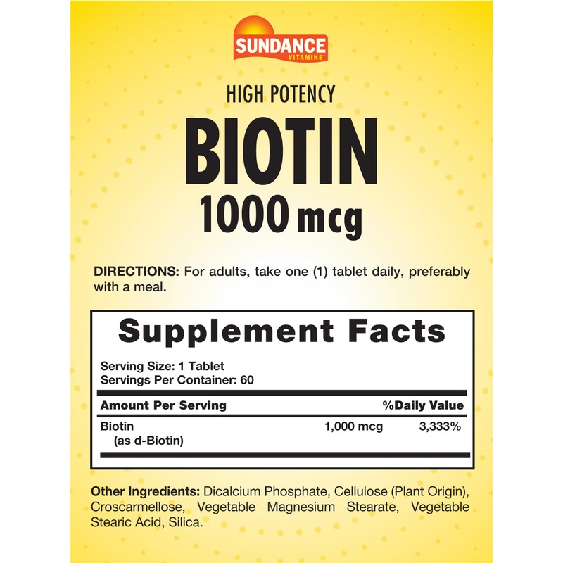 Sundance High Potency Biotin 1,000 mcg Supplement | Essential B