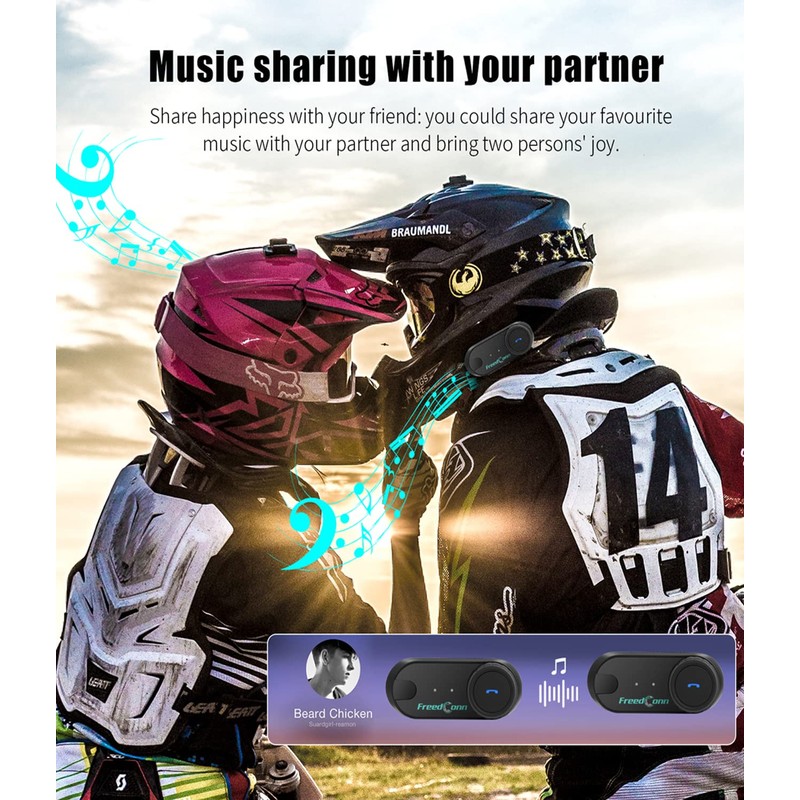 TCOM VB New Version Motorcycle Helmet Bluetooth Headset with Music