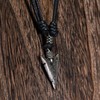 BlueRica Arrowhead on Adjustable Black Cord Necklace (Old Silver Finish)