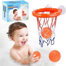 ENTHUR Bath Toy Fun Basketball Hoop & Balls Set for Boys and Girls Kid & Toddler Bath Toys Gift Set 3 Balls Included,Multicolor,3 x 2 x 2 inches