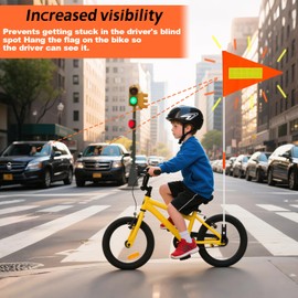 SUPRBIRD Safety Flag Children's Bicycle Bell, Children's Bicycle Flag for Children, Reflective Bicycle Bunting, Children's Bicycle Flag, Bicycle Accessories, Children, Bicycle Flag, Warning Sign