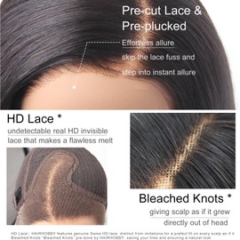 HAIRHOBBY Bob Wig Human Hair,13x5x1 HD Lace Front Glueless Straight Wigs Pre Plucked for Black Woman 12 Inch Side Part Wear and Go Short Bob Wigs Natural Color Frontal Wigs 180% Density