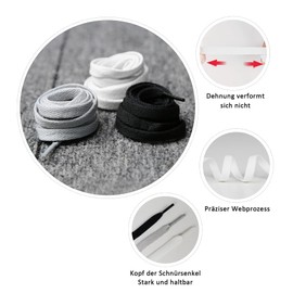 TITIROBA Flache elastische Schnürsenkel, 2 Paar, reißfeste Ersatzschnürsenkel für Sportschuhe, Laufschuhe, Turnschuhe und Canvas-Sneakers, 8mm breit 120cm Weiß