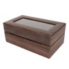 3 Slot Watch Display Case Wood Detachable Pillow Glass Cover